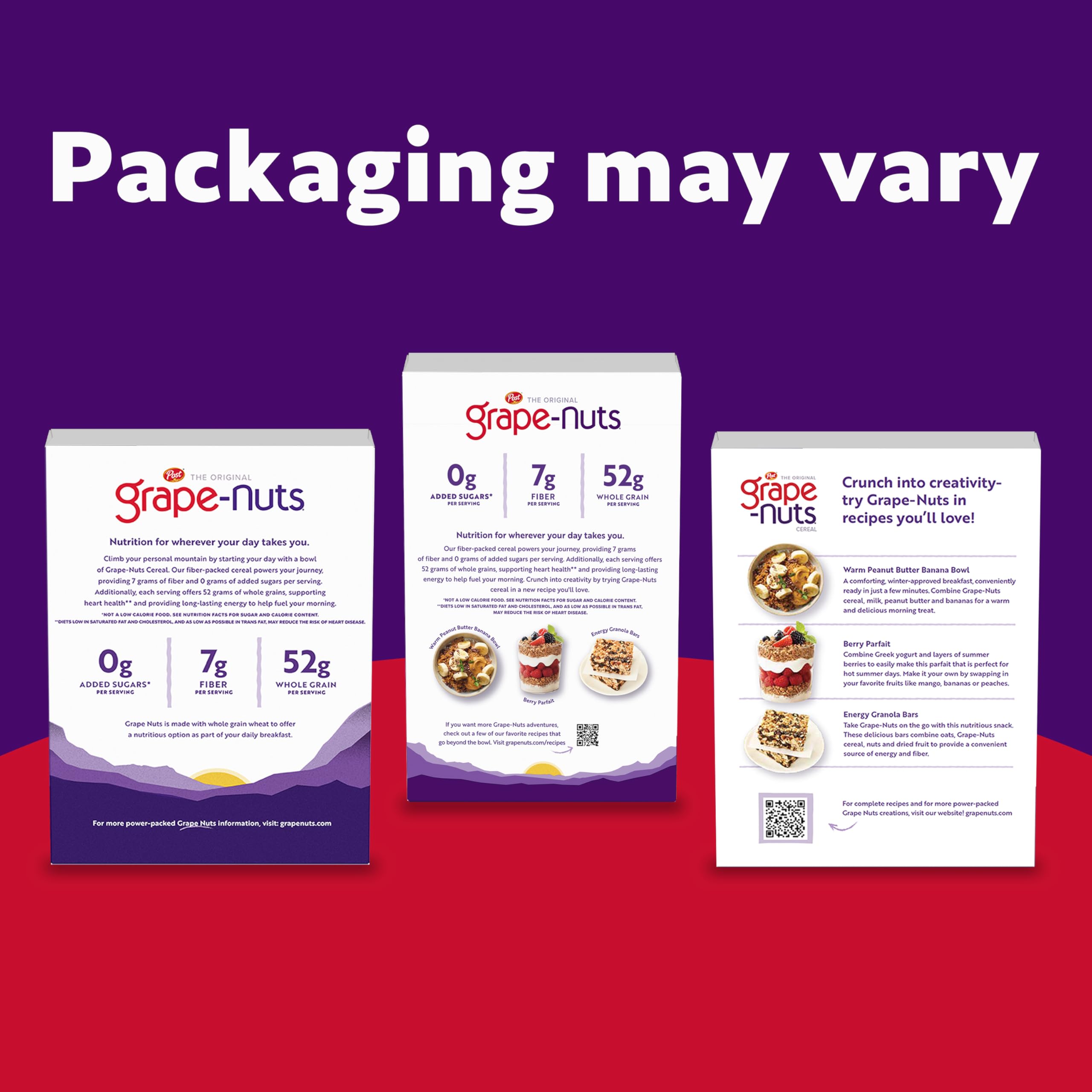 Grape-Nuts box next to common kitchen items showing 29 oz scale
