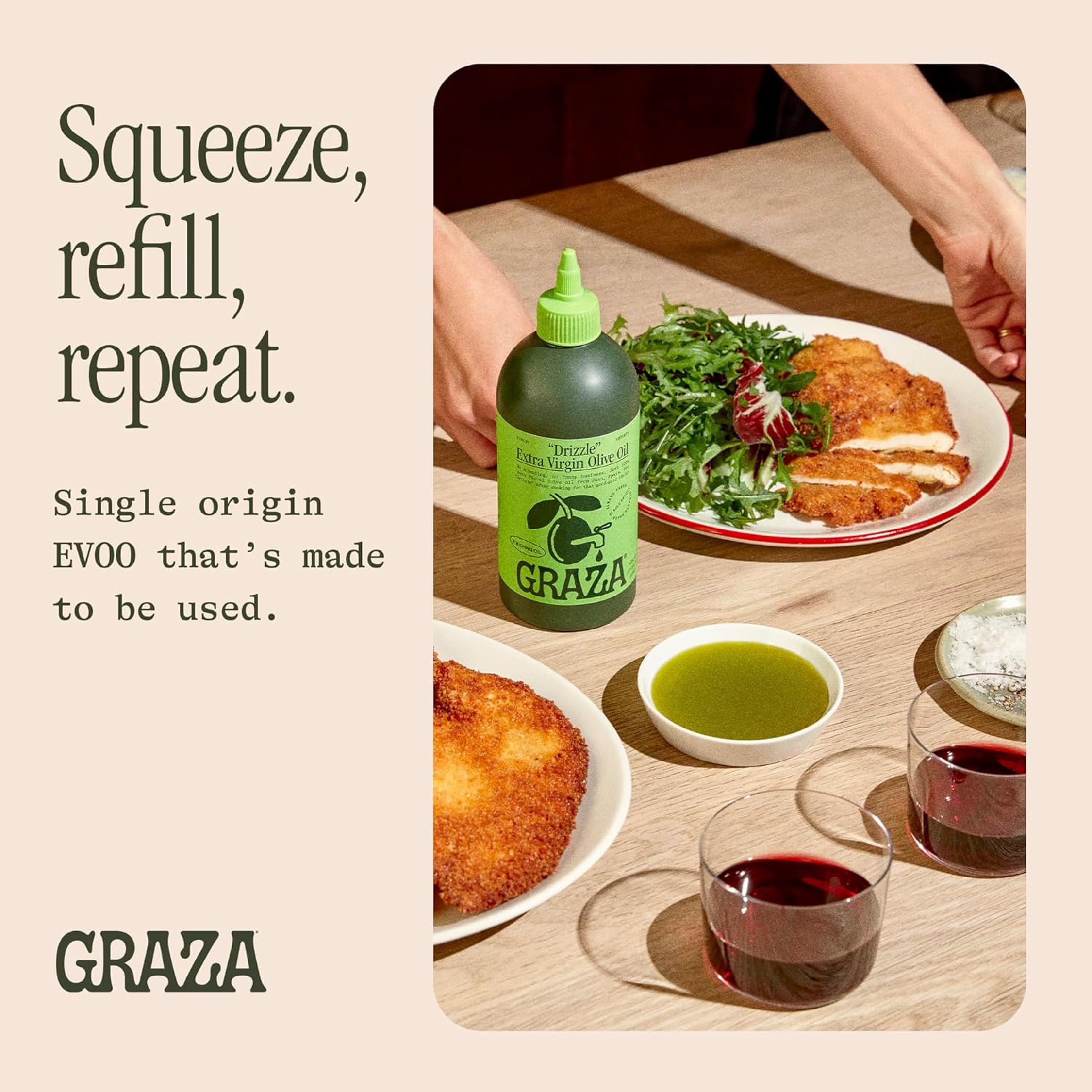 Graza label close-up emphasizing single-origin quality and freshness