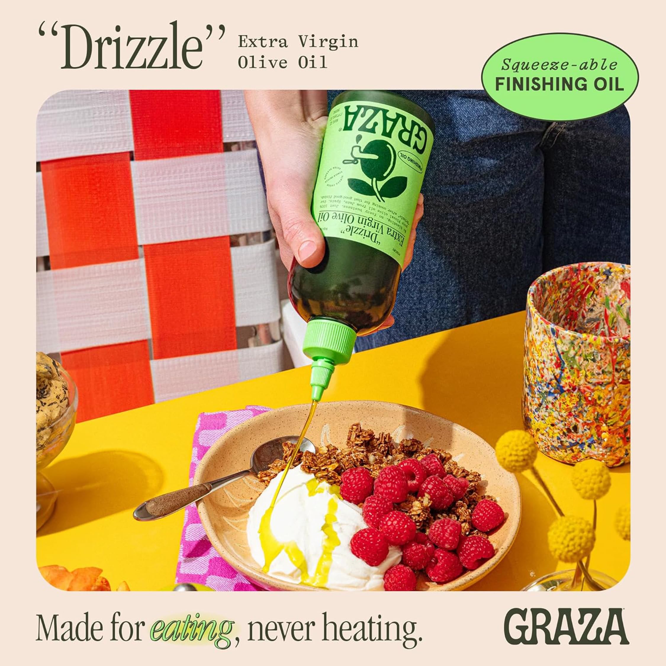 Graza squeeze nozzle dispensing controlled drops for tidy finishing