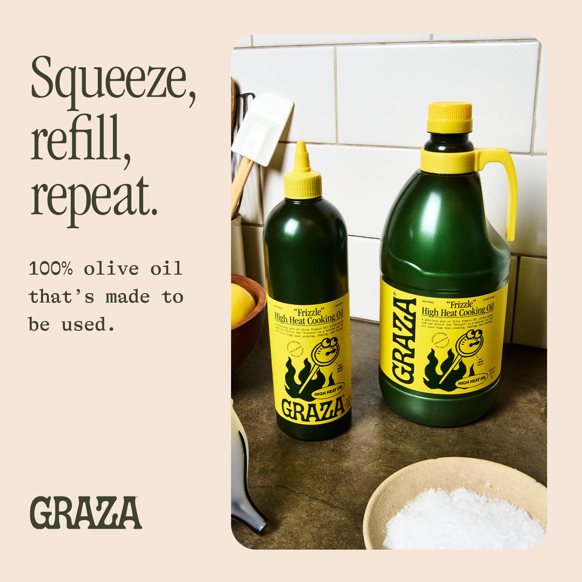 Graza Frizzle 2L jug beside measuring cup showing size and value benefit