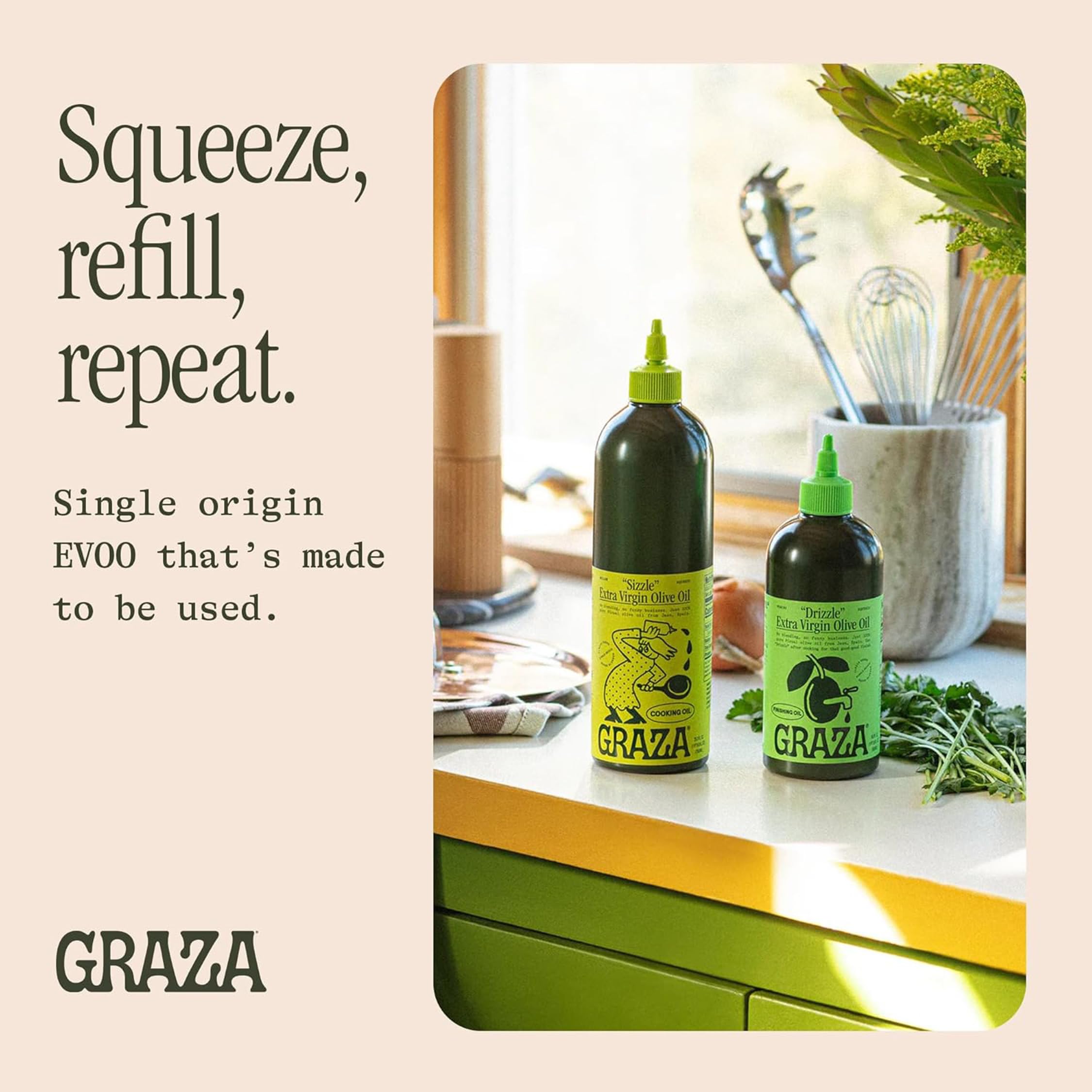 Graza label close-up displaying single-origin farm details and brand traceability benefit