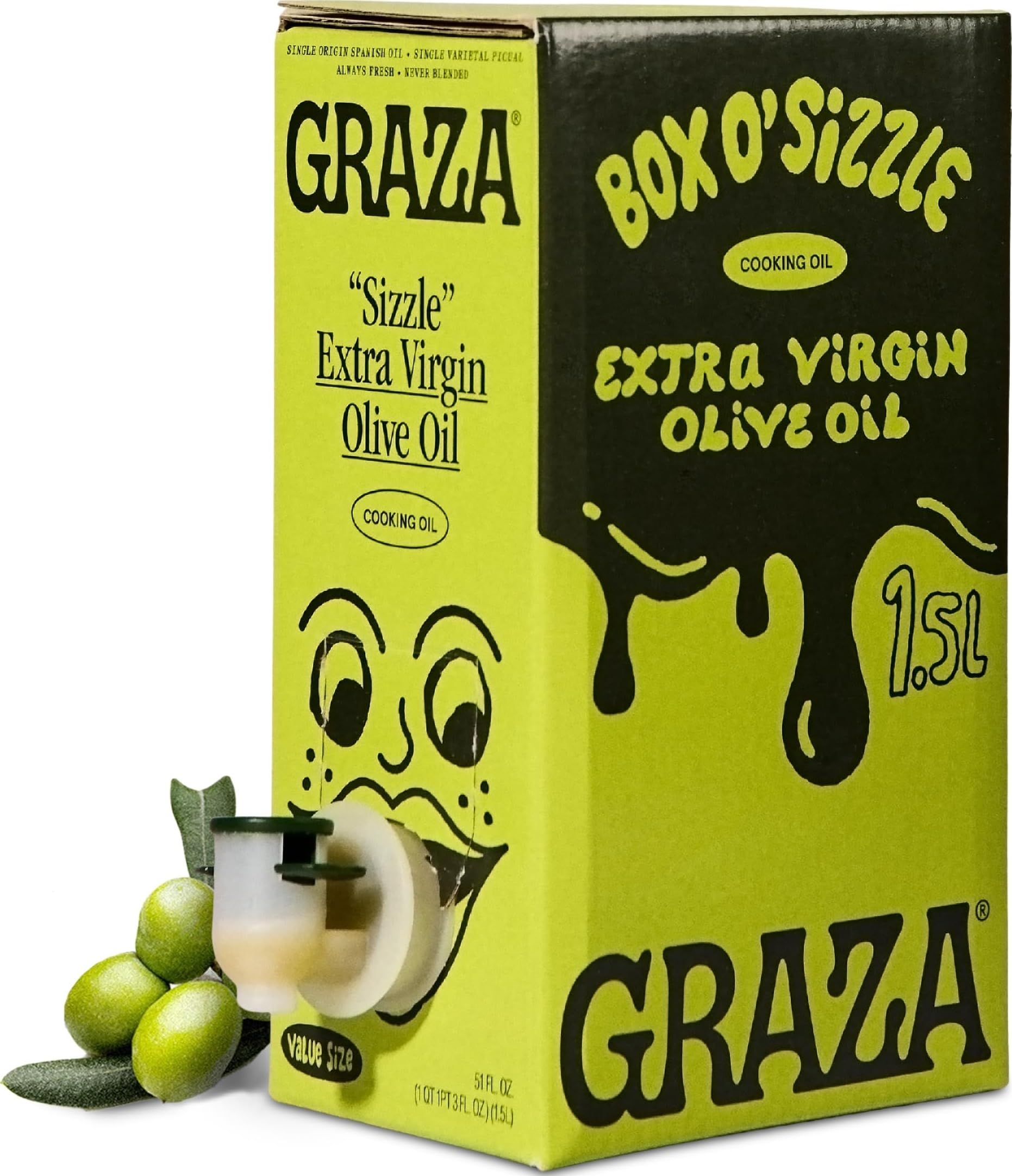 Graza Sizzle front box showing branding and 1.5L size benefit
