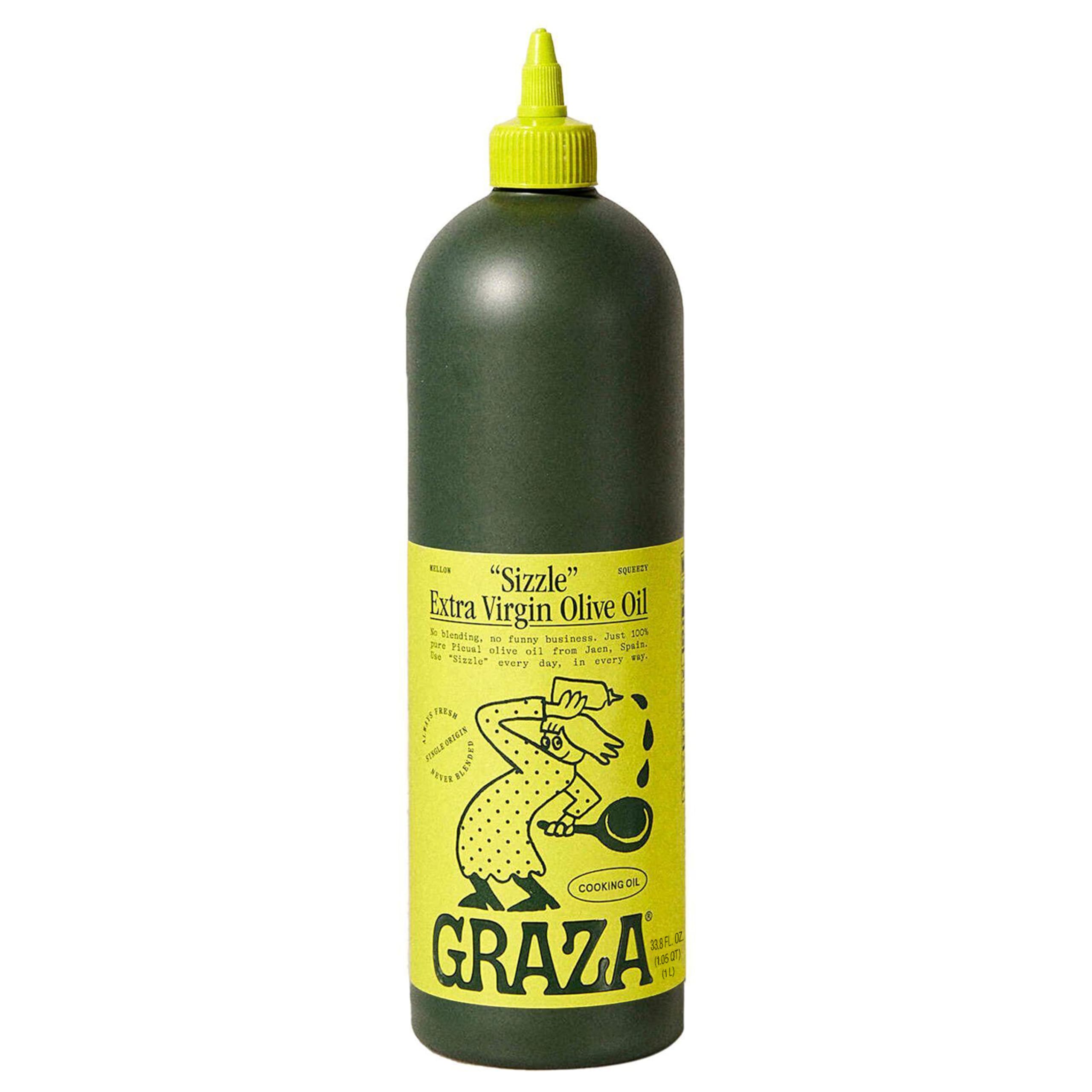 Graza Sizzle front bottle view showing clean label and 1L size benefit