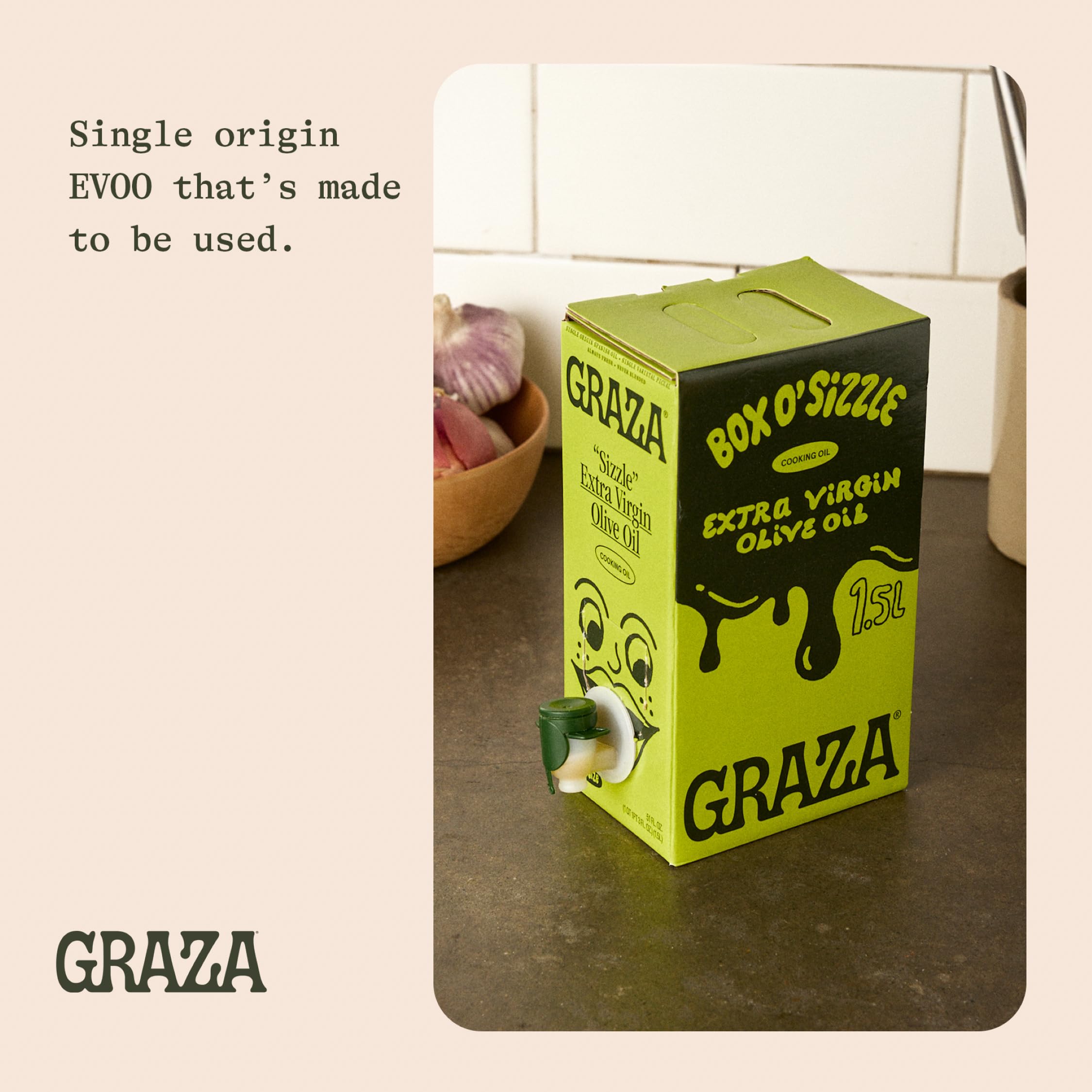 Graza Sizzle label close-up highlighting single-origin Spain provenance