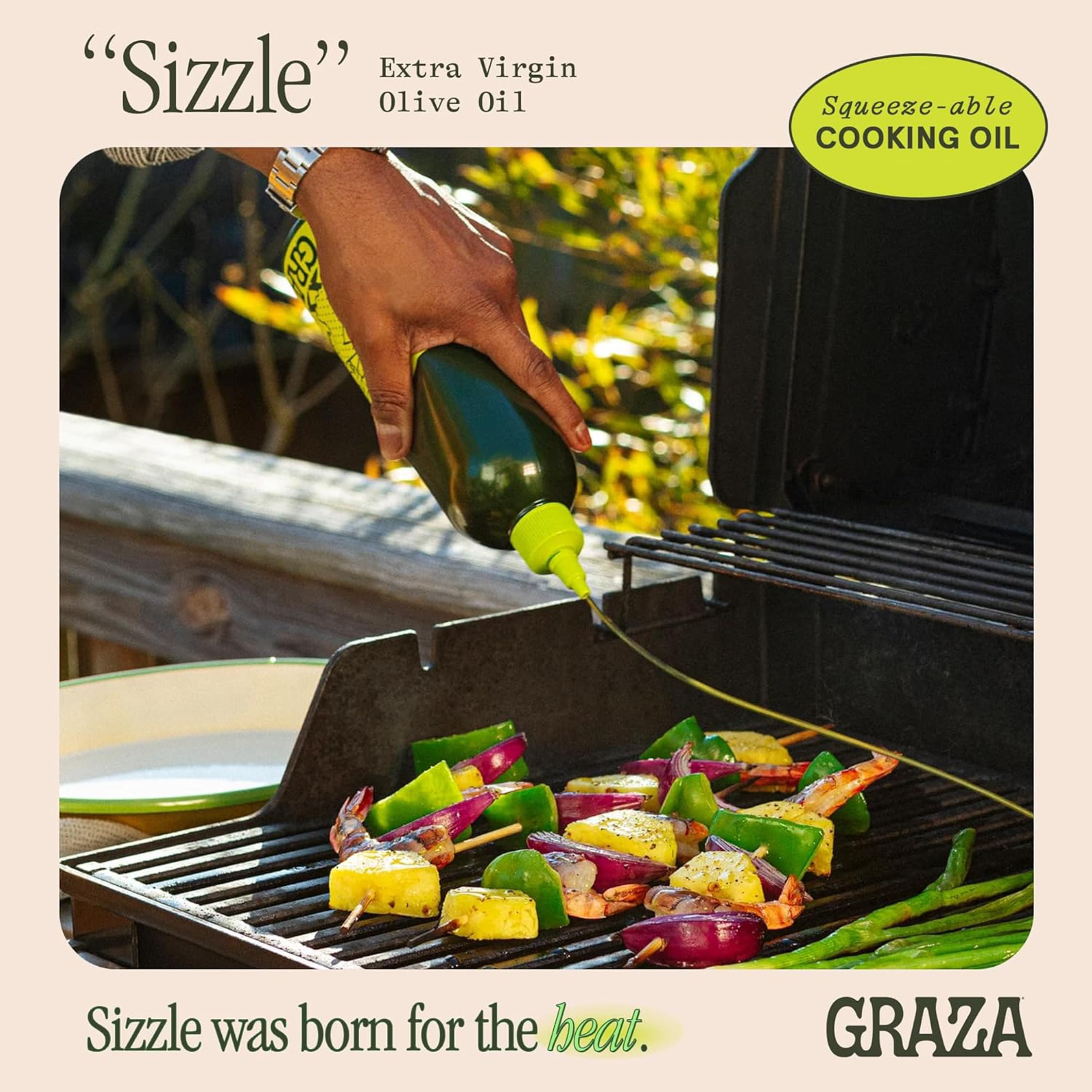 Graza Sizzle squeeze nozzle pouring controlled oil for less waste