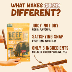 Grazly individual 1 oz beef stick unwrapped with savory texture and quick protein benefit