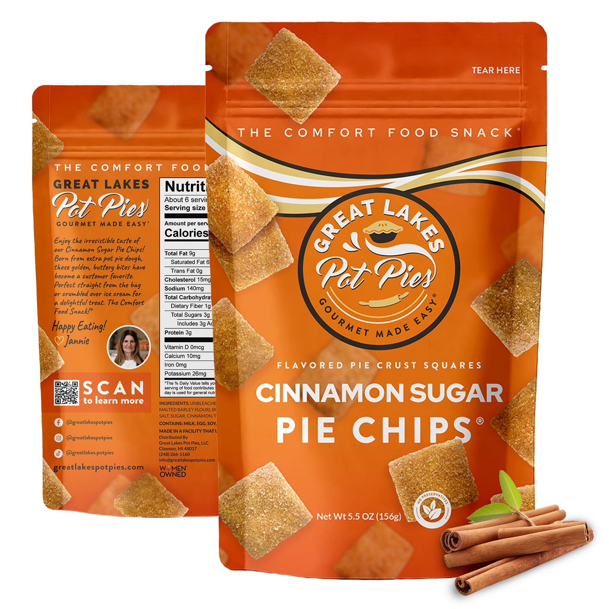Great Lakes Pot Pies front packaging showing snack pouch and branding for convenient grab-and-go