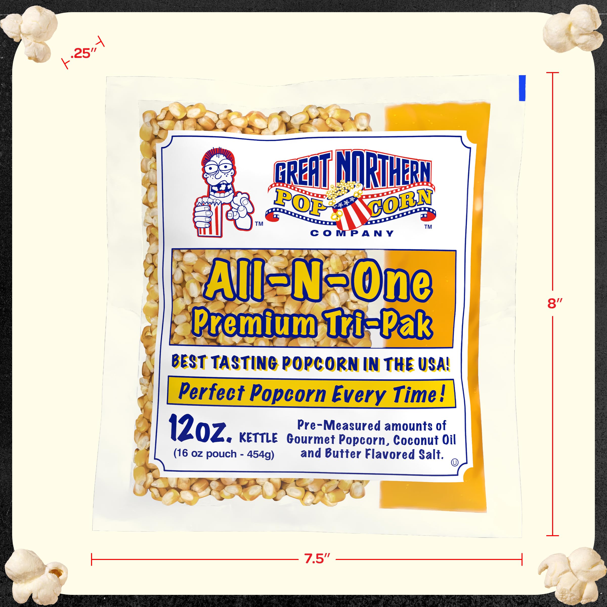 Great Northern close-up of butter-flavored salt sprinkled for visible savory seasoning benefit
