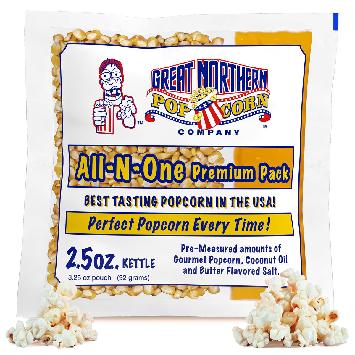 Great Northern front pouch packaging showing five clear premeasured packs for convenience