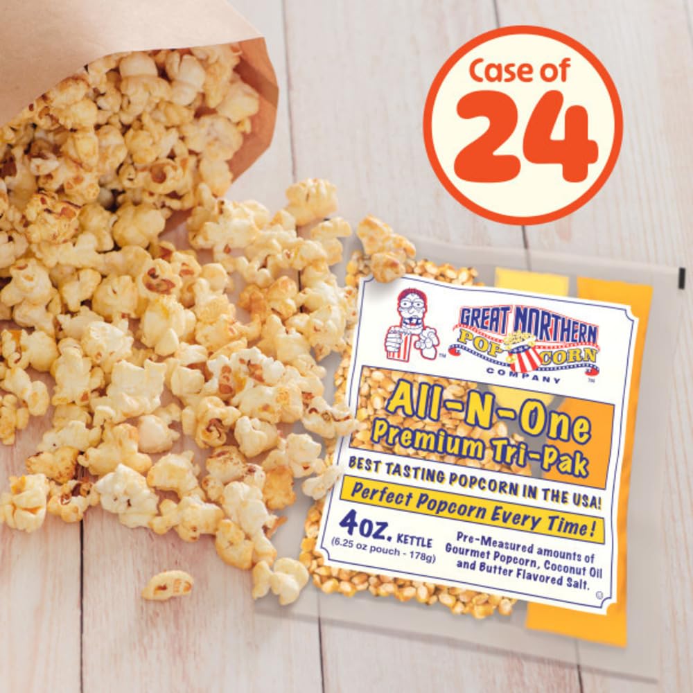 Great Northern open pouch with kernels oil and salt for easy use