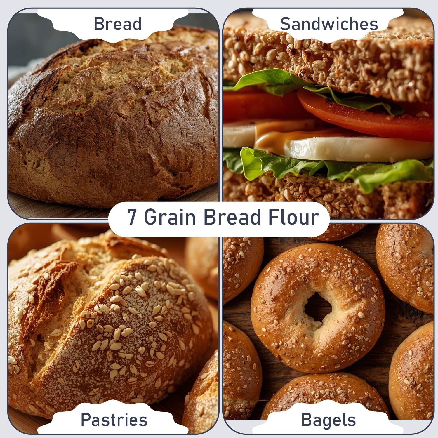 Great River Milling sliced multigrain loaf on board demonstrating hearty crumb and crust