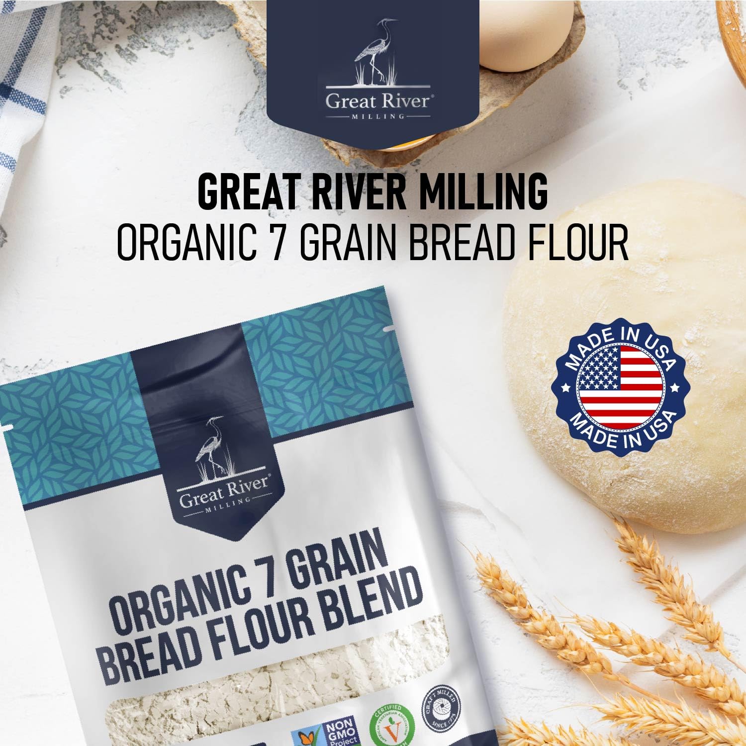 Great River Milling nutrition and certification label closeup showing USDA Organic and kosher