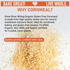 Great River Milling bowl of cornmeal ready for mixing to enhance recipes
