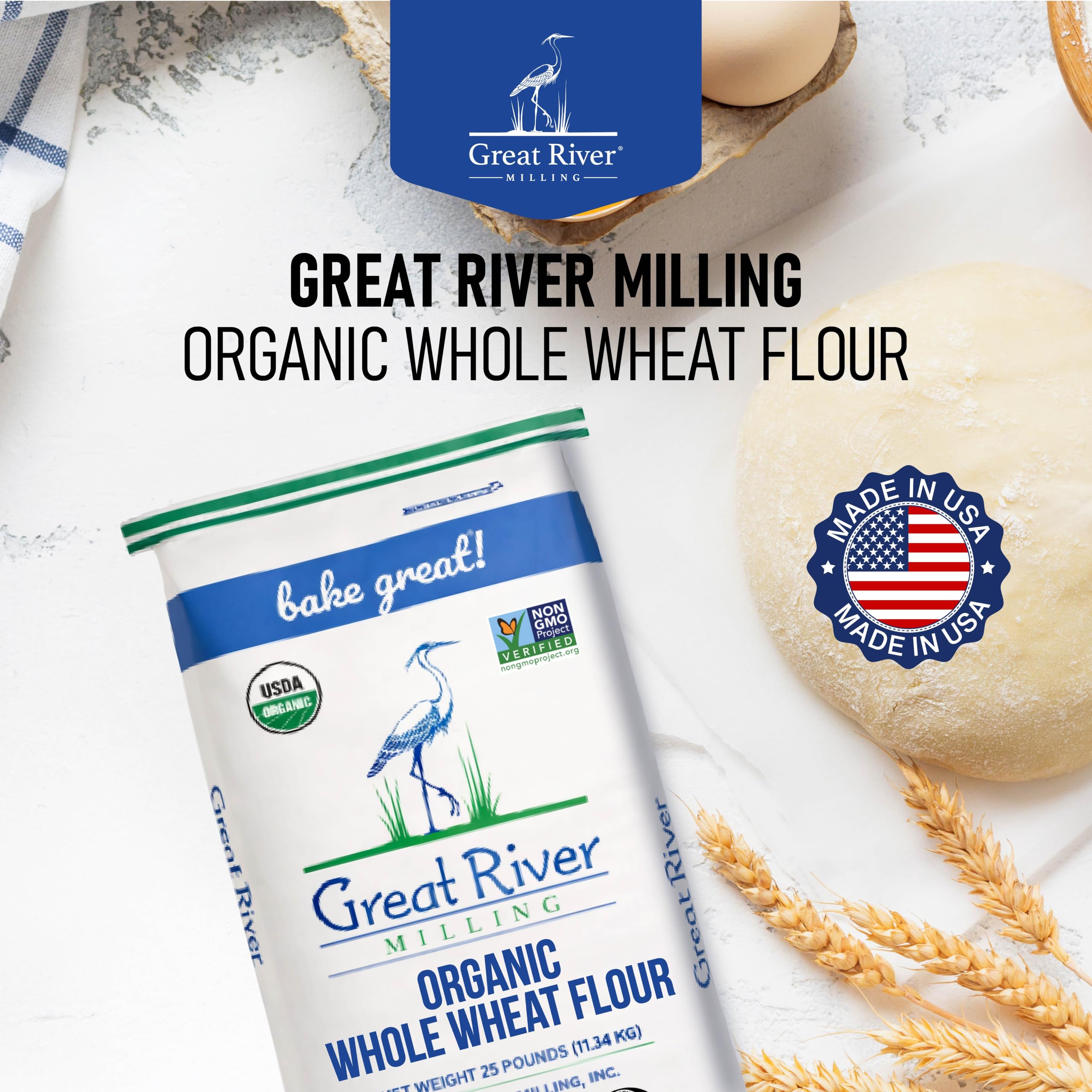 Great River Milling stored in a commercial bin, showing efficient kitchen storage benefit