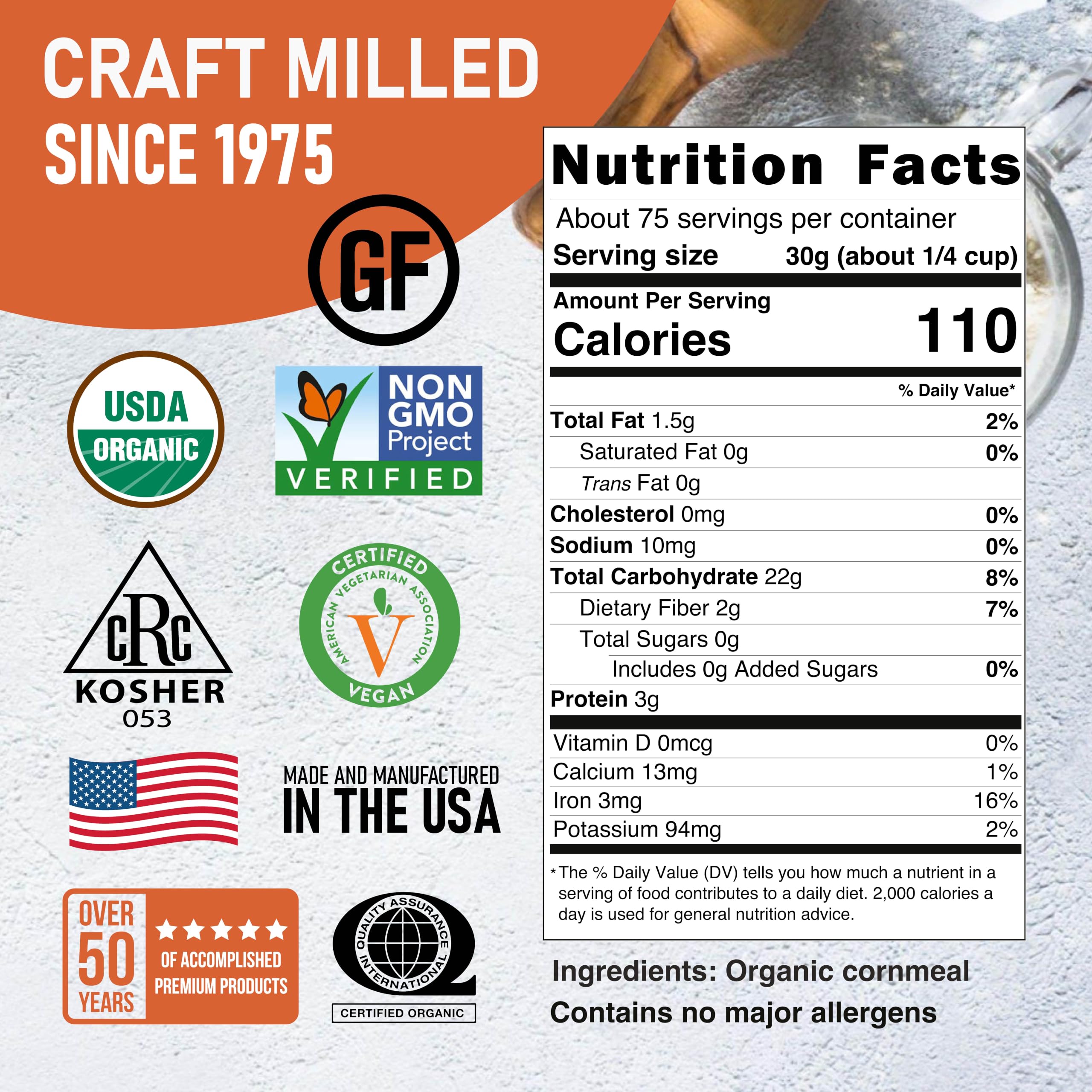 Great River Milling close-up of medium-grind texture for consistent baking
