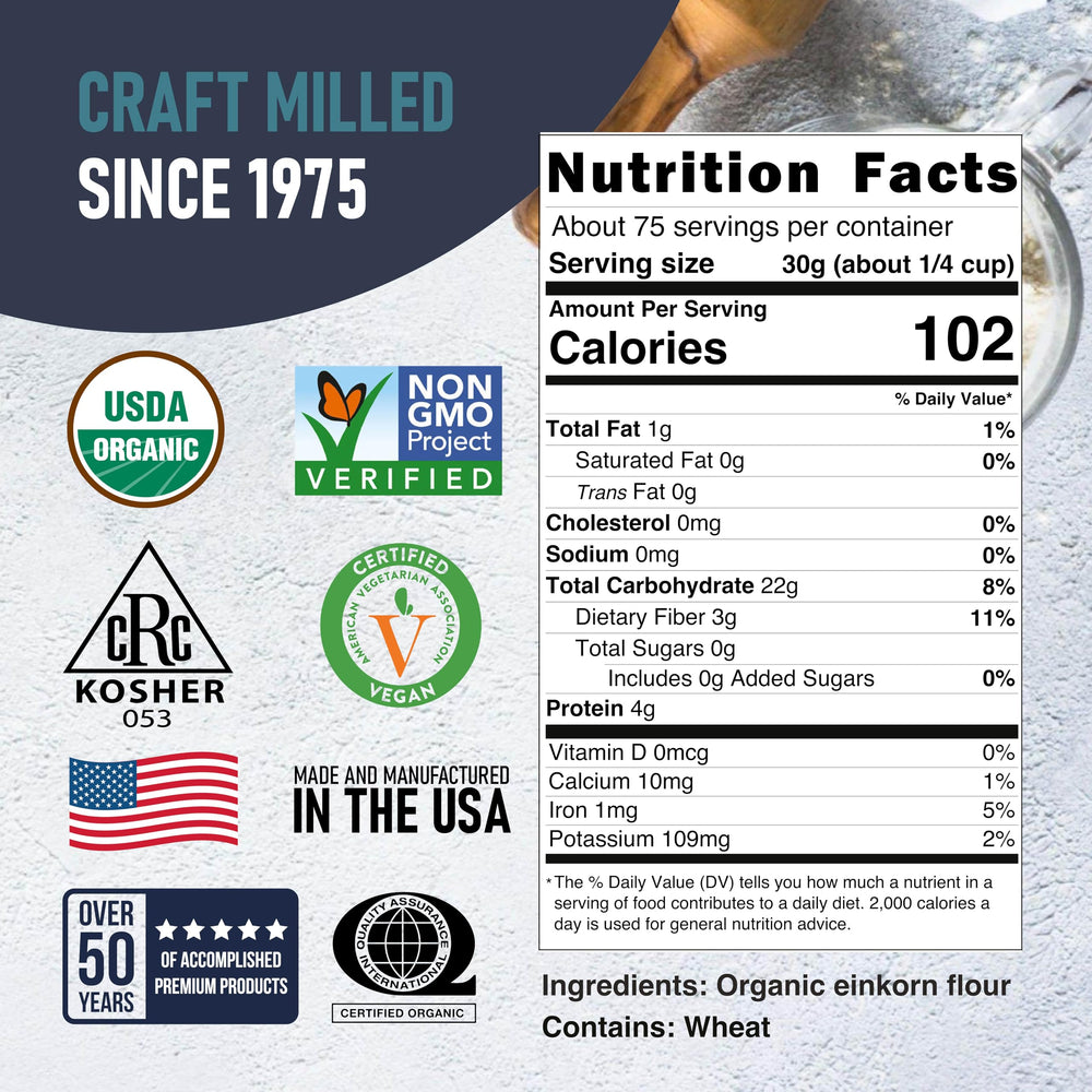 Great River Milling close-up of fine einkorn texture highlighting consistent performance