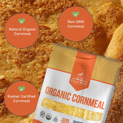 Great River Milling golden cornbread slice showing moist crumb and crust