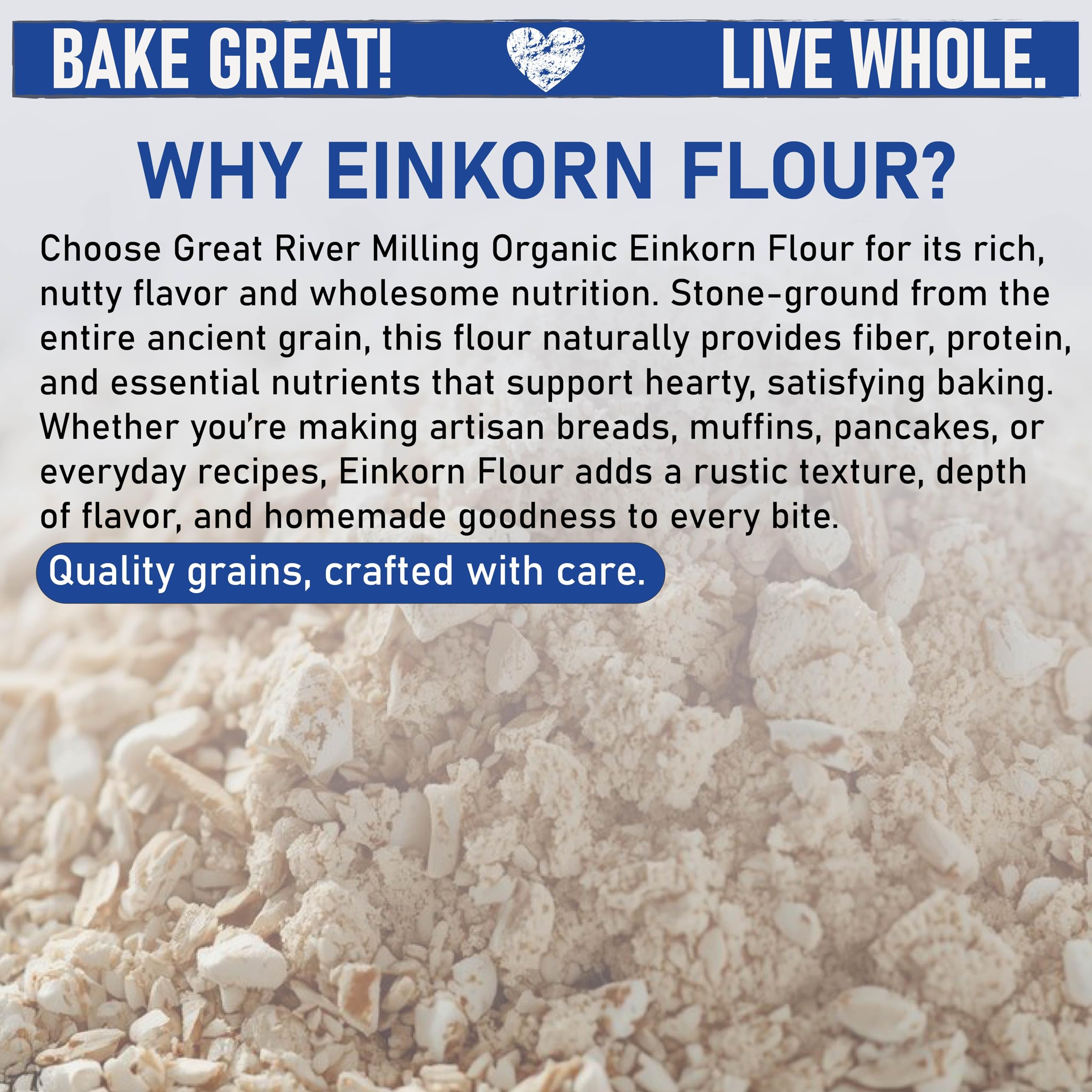 Great River Milling einkorn artisan bread loaf showing rustic crumb and flavor benefit