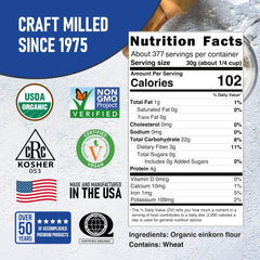 Great River Milling einkorn flour close-up texture highlighting fine milling benefit