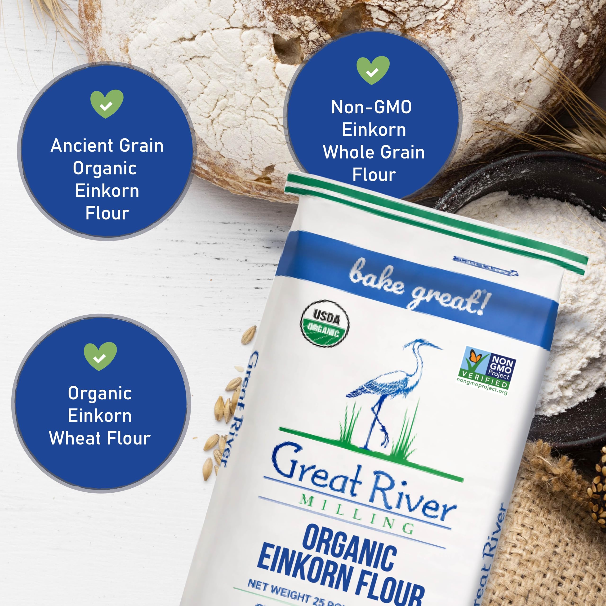 Great River Milling einkorn pancakes stacked to showcase versatile breakfast use