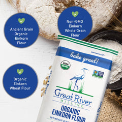 Great River Milling einkorn pancakes stacked to showcase versatile breakfast use