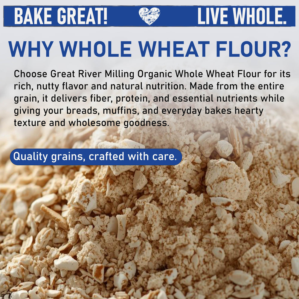 Great River Milling close-up flour texture revealing stone-milled whole grain benefit