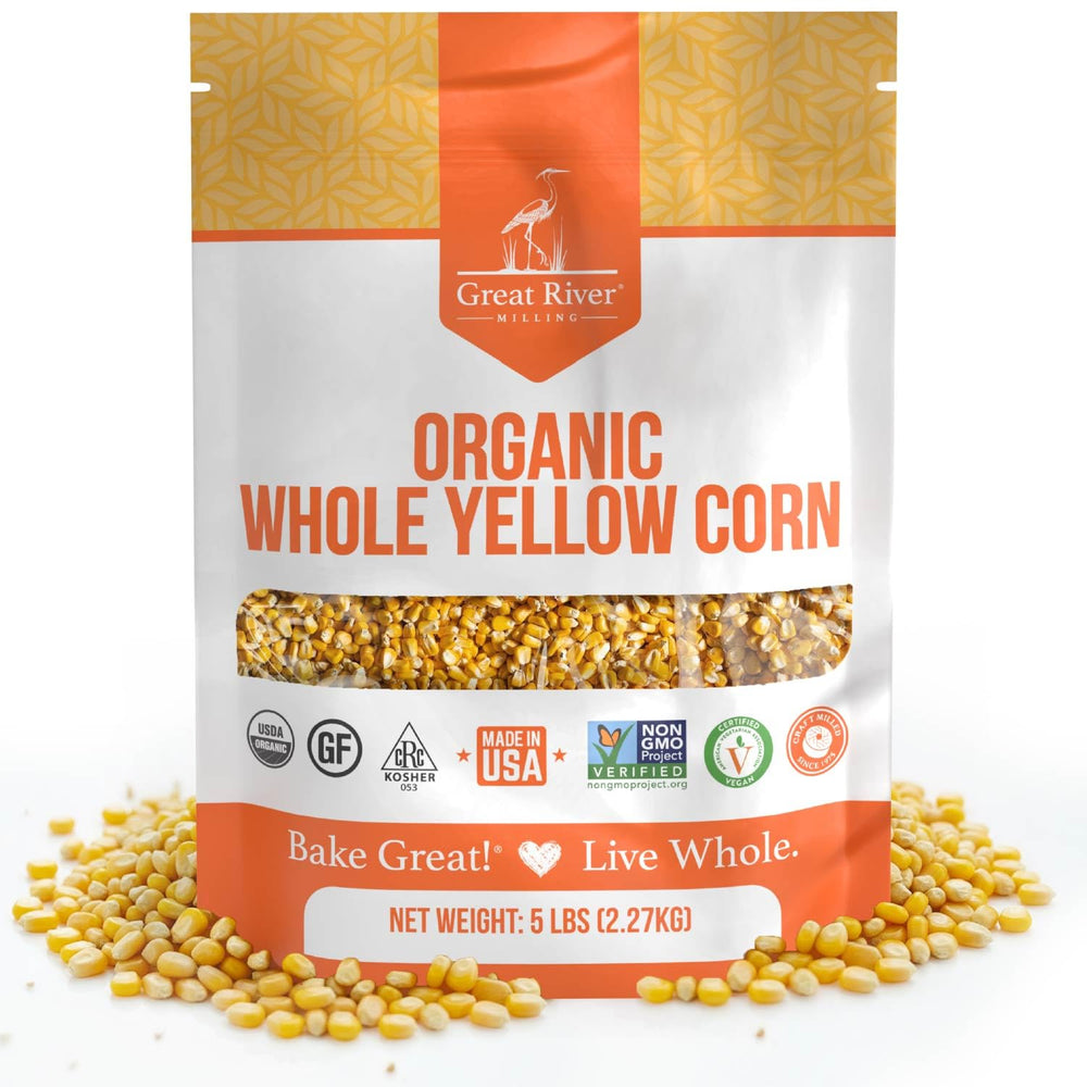 Great River Milling front packaging showing 5 lb bag and benefits