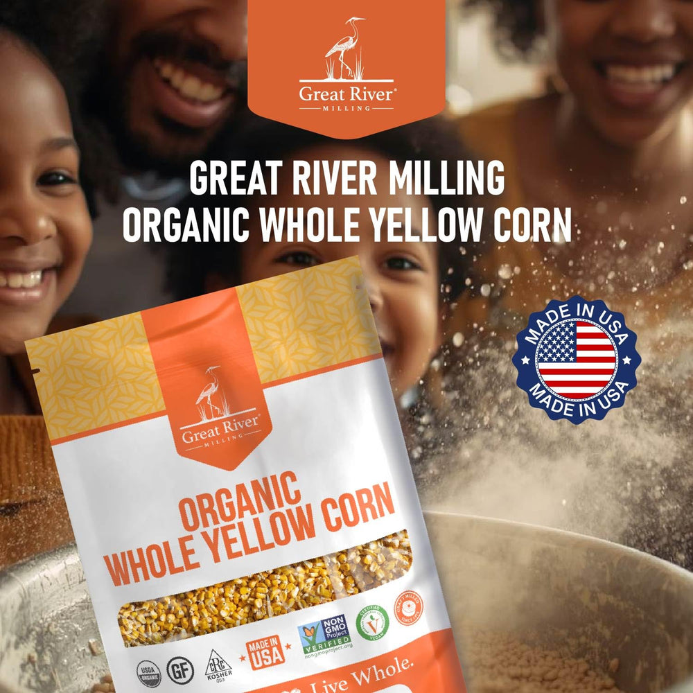 Great River Milling kernels inside a grain mill ready for fresh milling