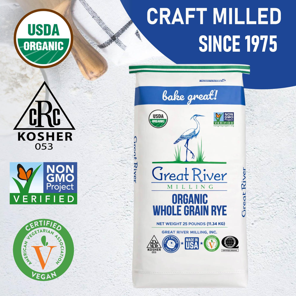 Great River Milling rye berries in kitchen lifestyle scene showing meal-ready convenience benefit