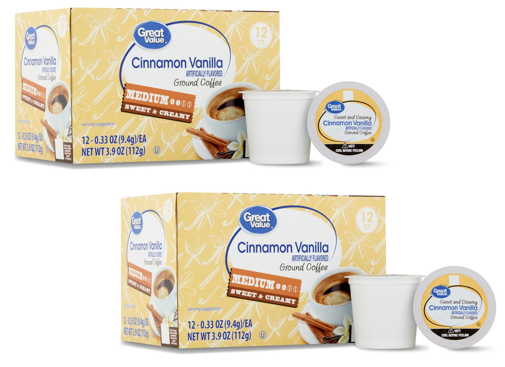 Great Value front packaging showing cinnamon vanilla pods and convenience