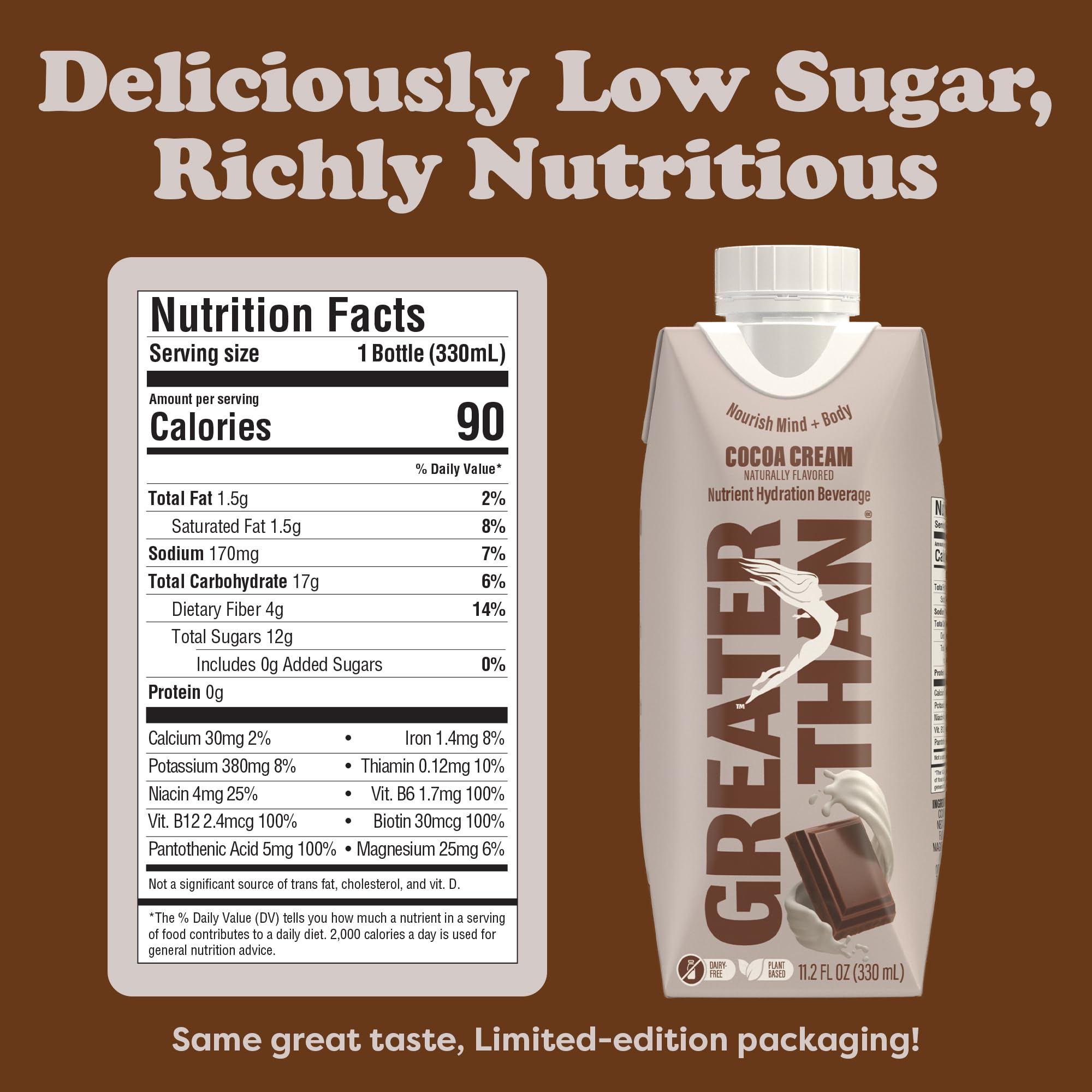 Greater Than Cocoa Cream can opened top view highlighting ready-to-drink convenience