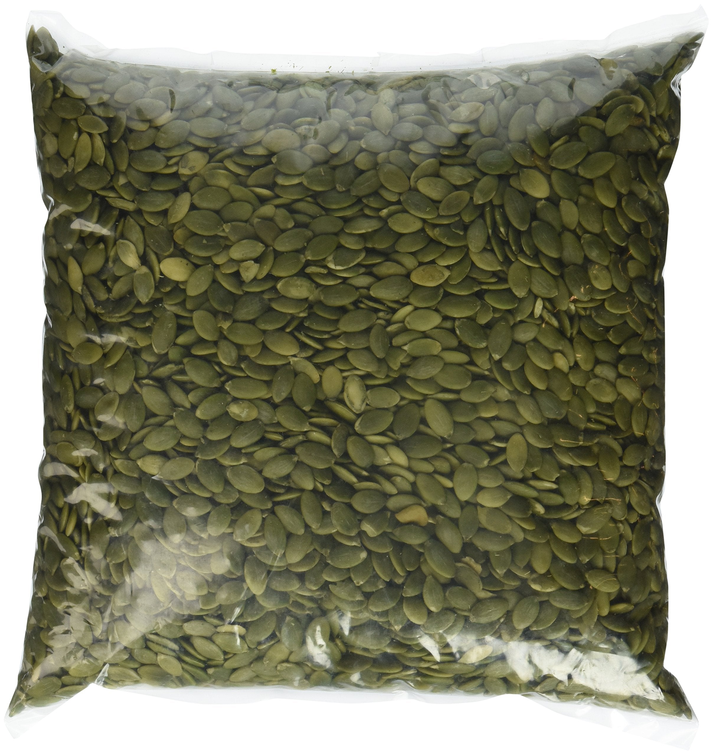 Green Bulk raw pepitas front-package showing bag and fresh seeds for versatile use