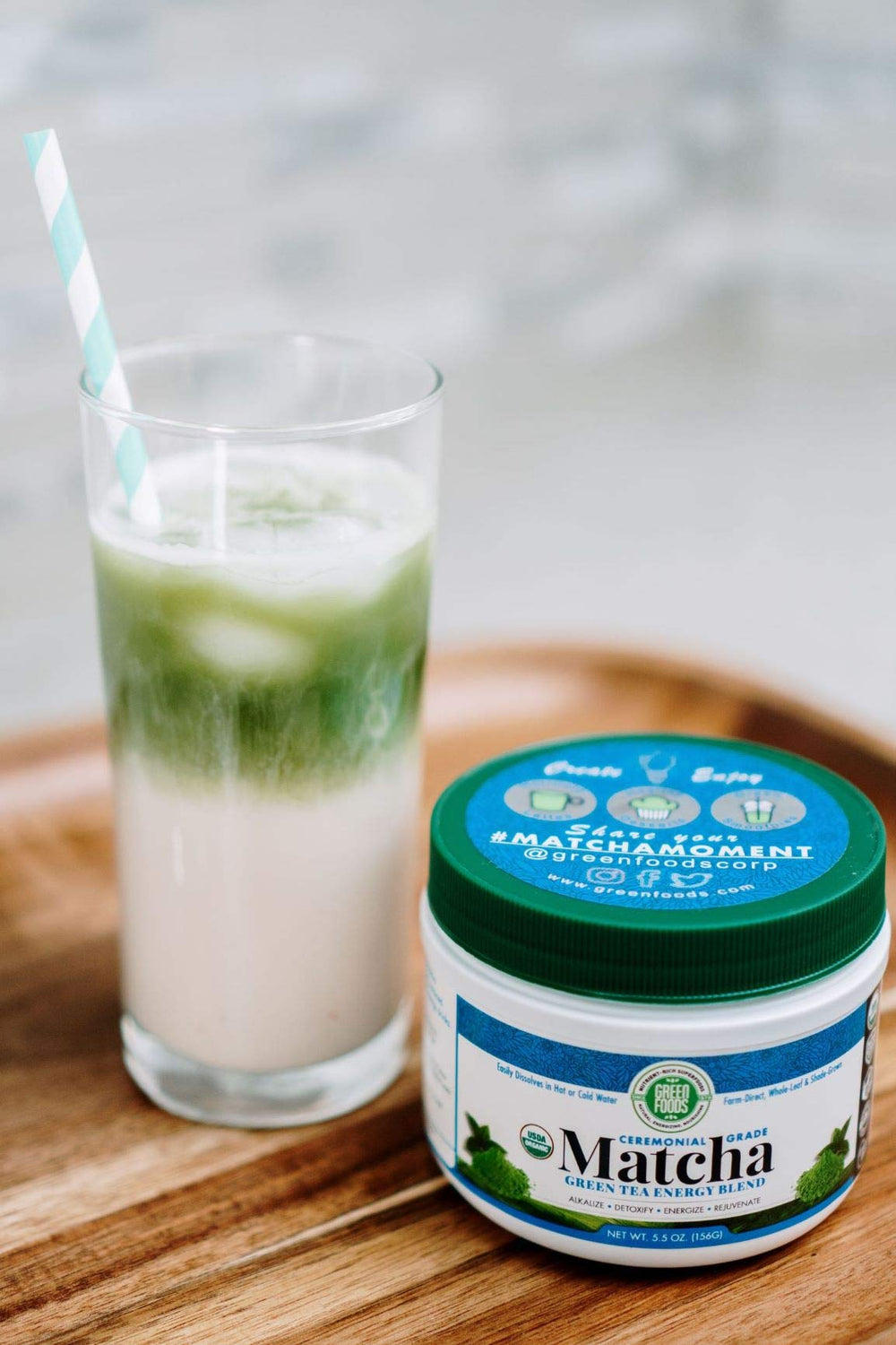 Green Foods matcha flatlay with ingredients showing versatility in drinks and cooking