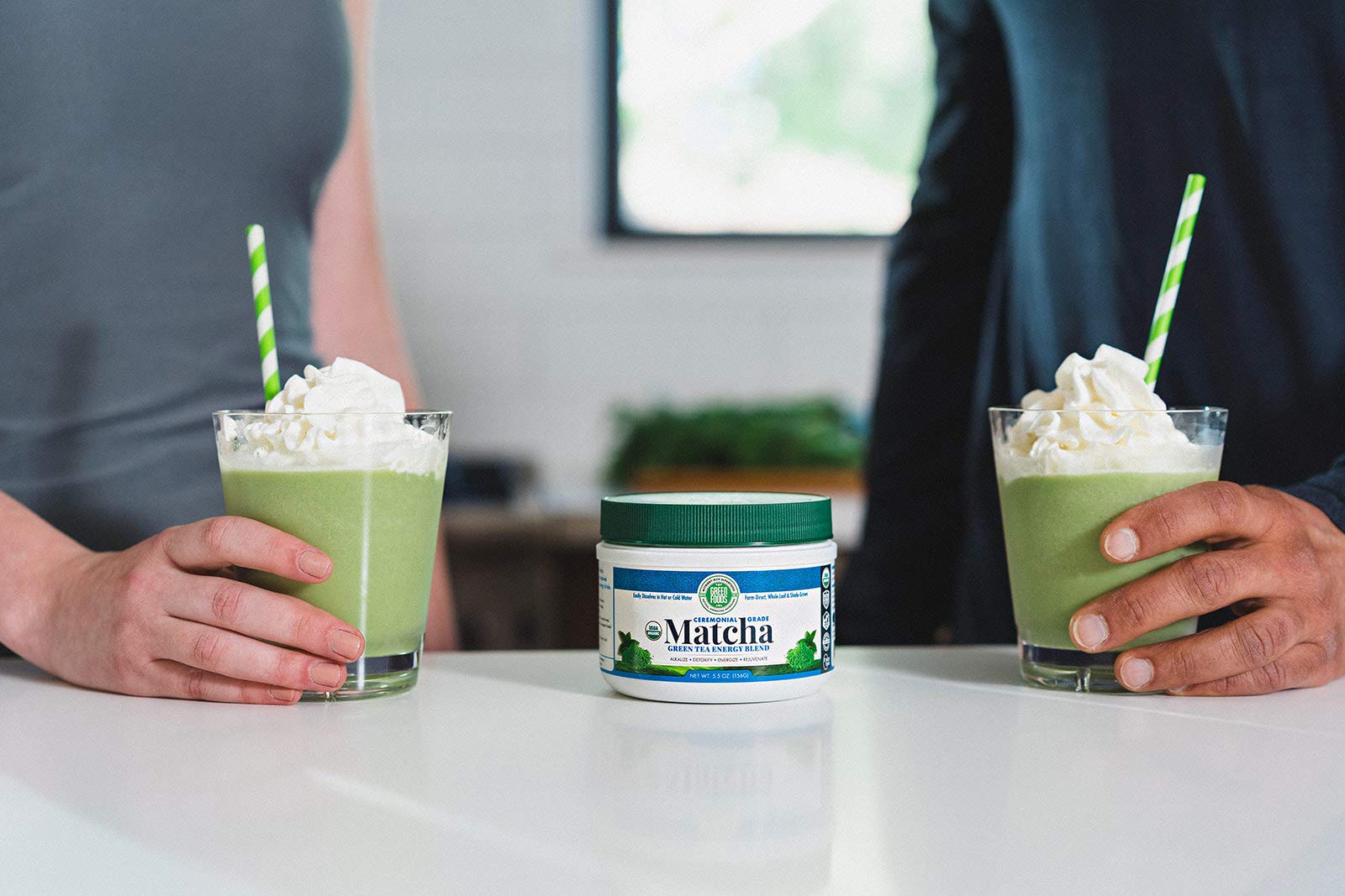 Green Foods matcha tea field in Japan highlighting farm-direct origin and authenticity