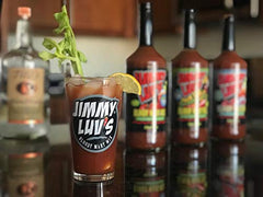 Green Hills Jimmy Luv's garnished Bloody Mary at brunch showcasing crowd-ready presentation