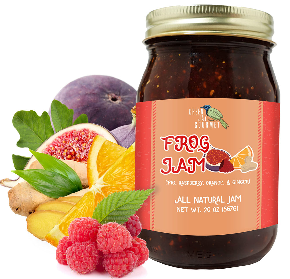 Green Jay Gourmet front jar showing label and 20 oz size benefit