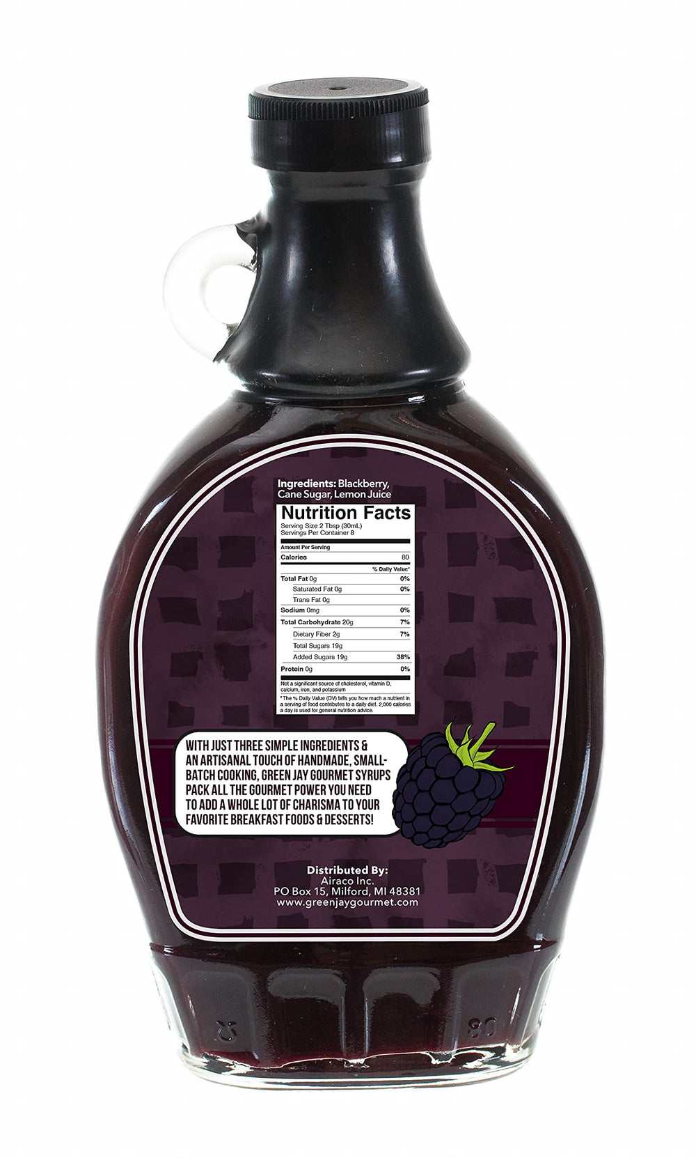 Green Jay Gourmet label close-up highlighting three-ingredient, non-GMO claim