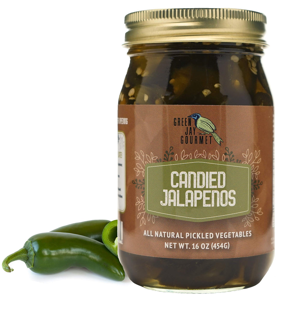 Green Jay Gourmet jar front view showing product and attractive label freshness