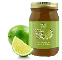 Green Jay Gourmet front jar view showing label and vibrant lime color, bright citrus appeal