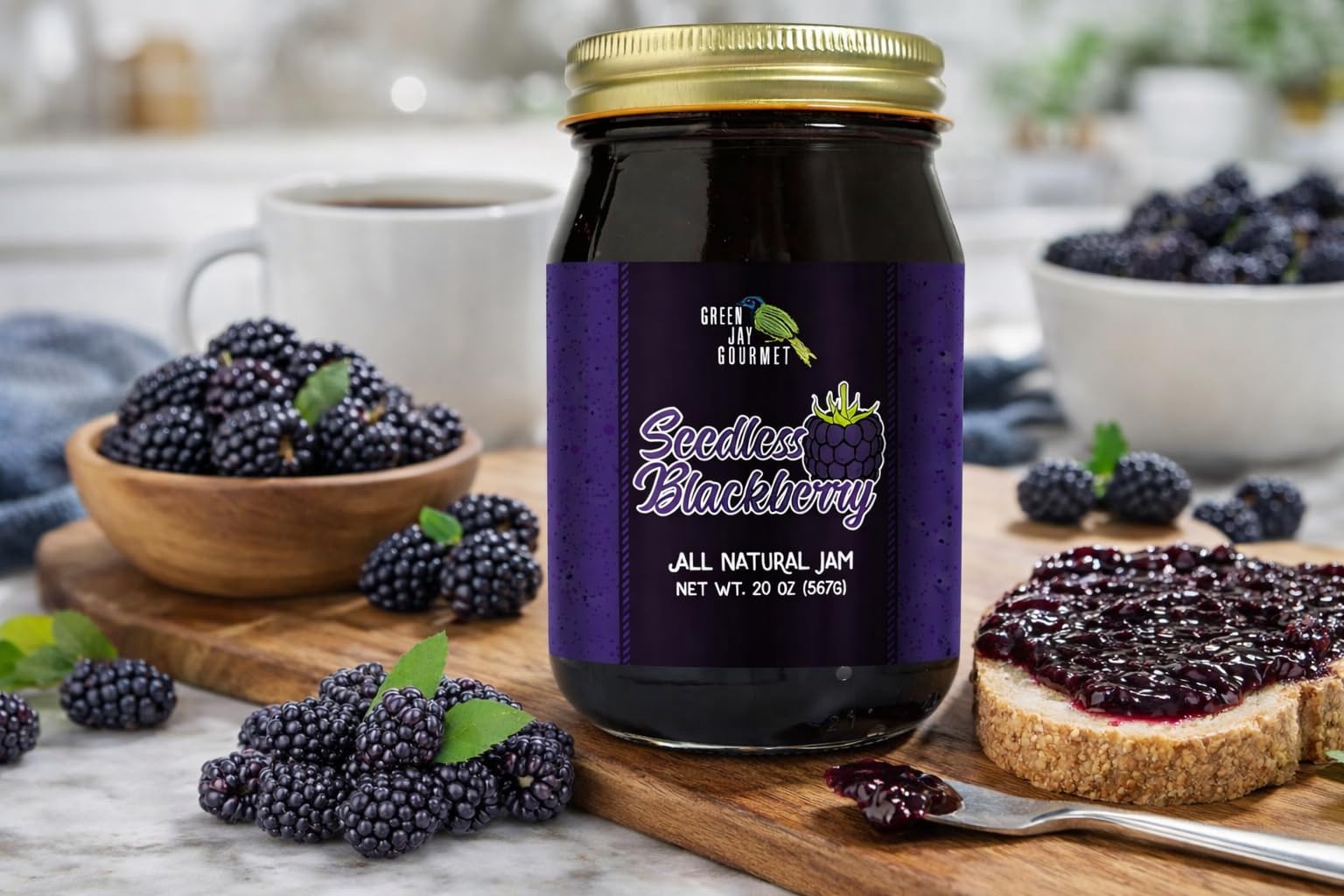 Green Jay Gourmet jam spread on toast illustrating breakfast use and rich berry flavor