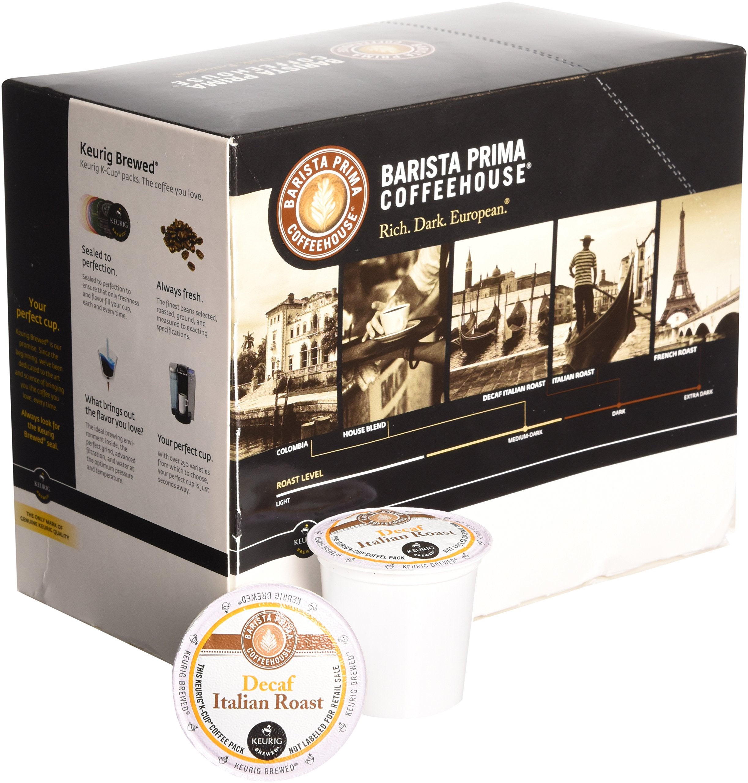 Green Mountain Coffee Roasters K-Cup close-up revealing sealed pod and freshness benefit