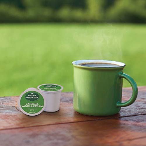 Green Mountain Coffee Roasters box open with K-Cups visible, demonstrates quantity and storage