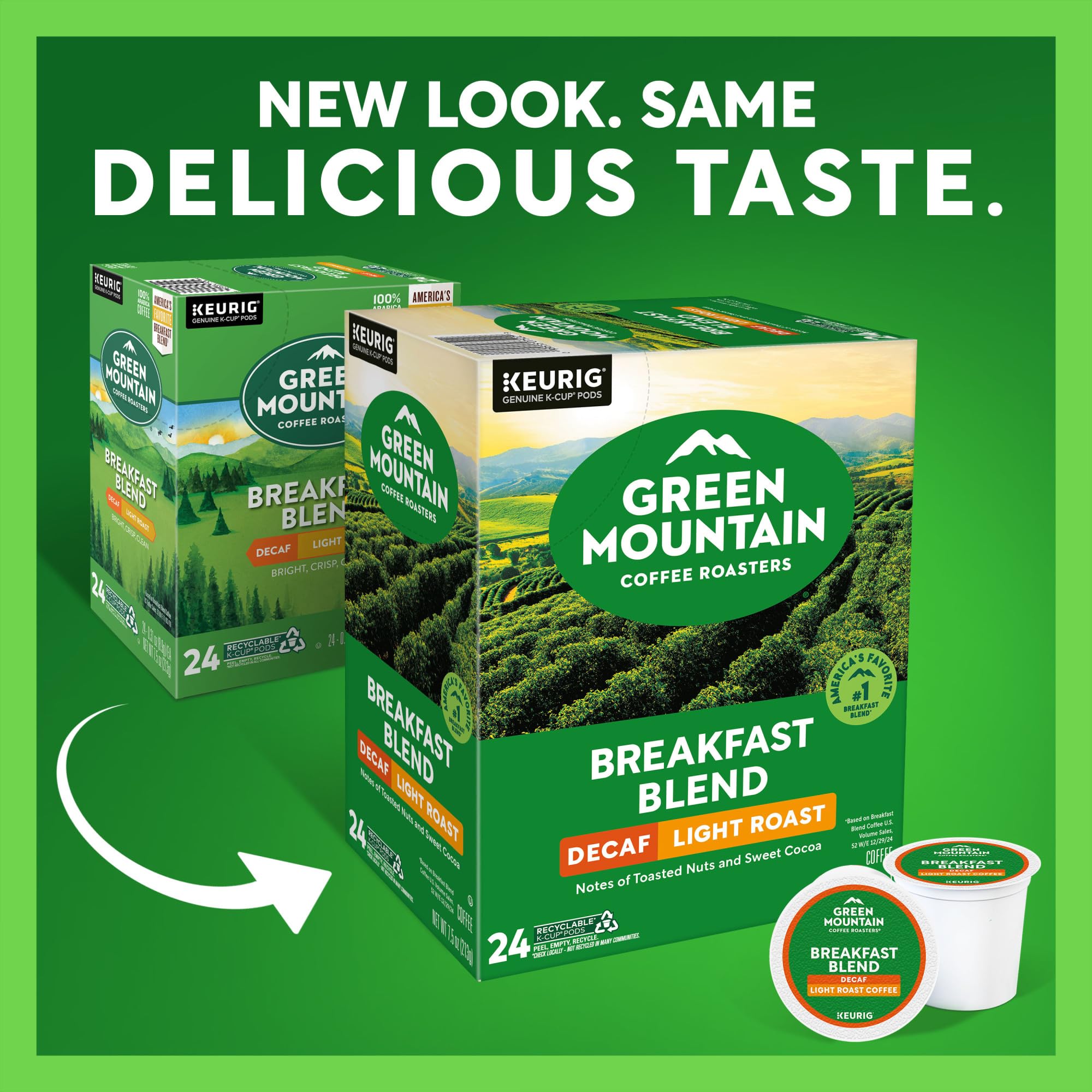 Green Mountain Coffee Roasters K-Cup close-up highlighting sealed freshness