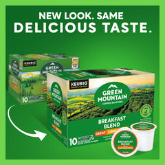 Green Mountain Breakfast Blend Decaf K-Cup pod top view highlighting pod design and easy use