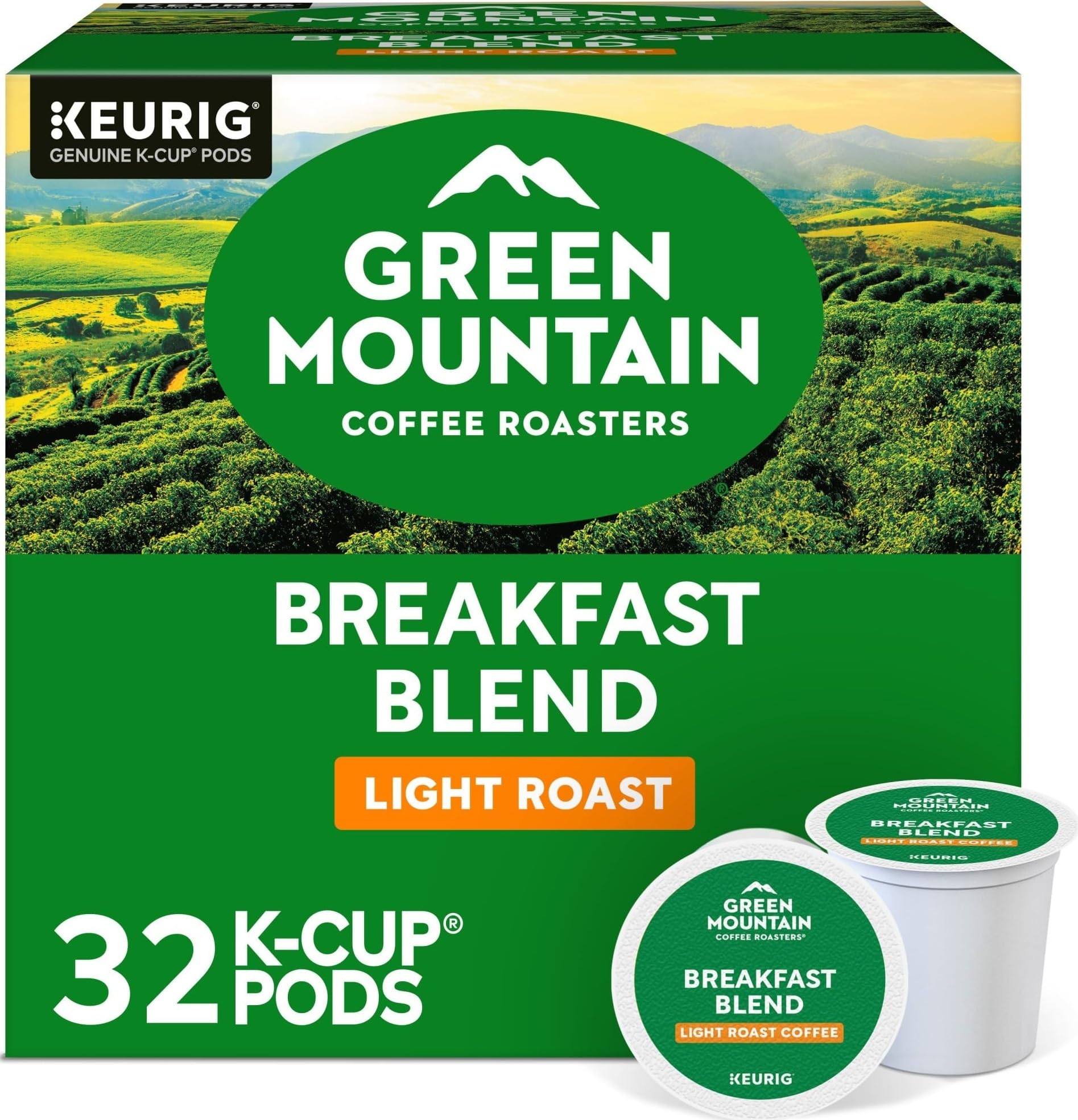 Green Mountain Coffee Roasters front packaging showing 32-count convenience