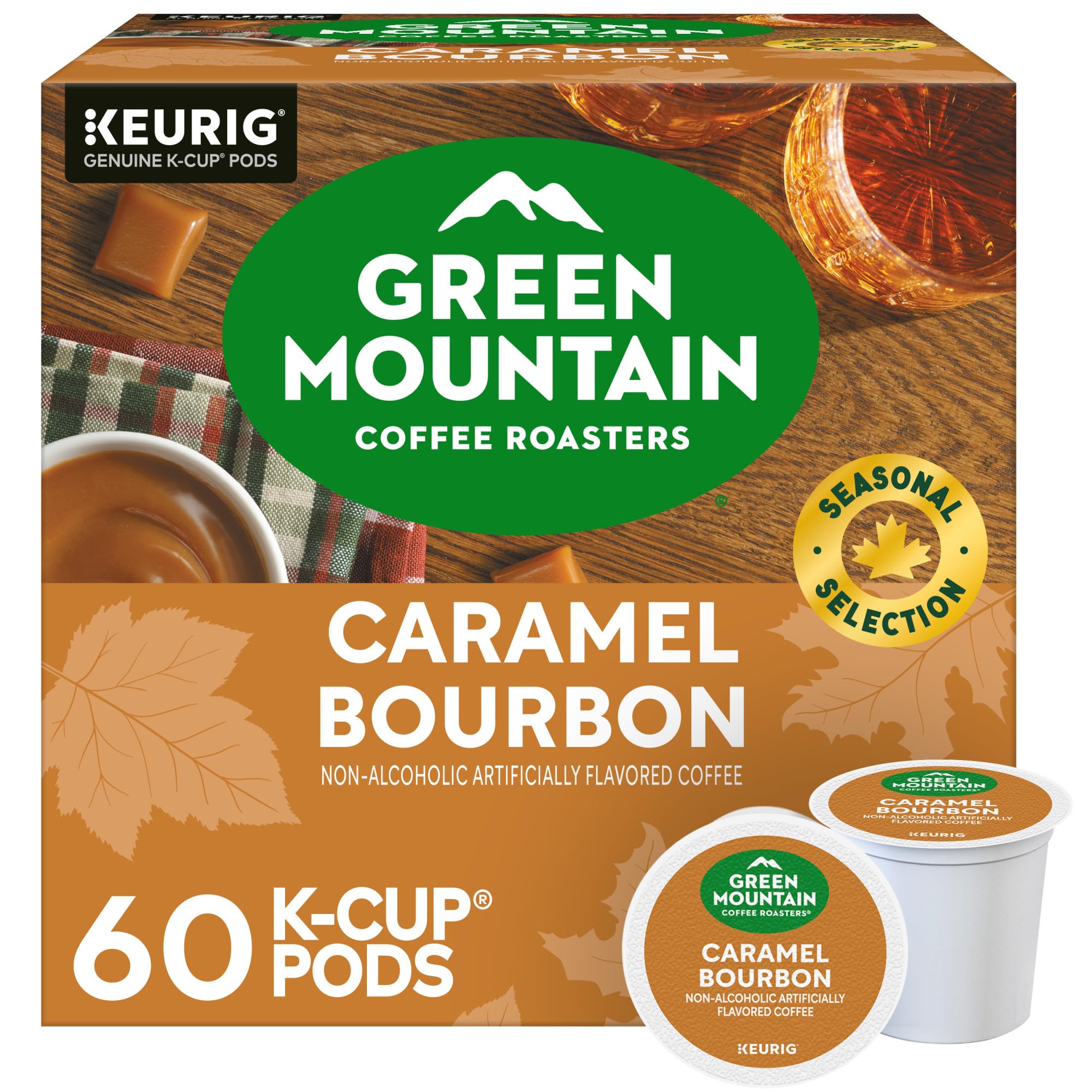 Green Mountain Coffee Roasters front packaging showing pods and brand benefits