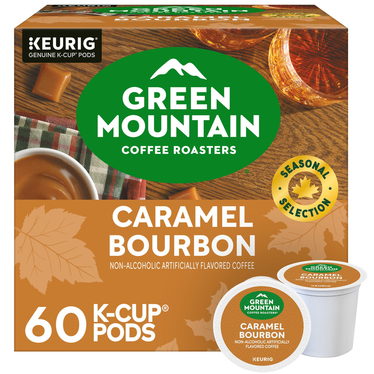 Green Mountain Coffee Roasters front packaging showing pods and brand benefits