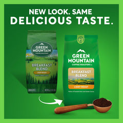 Green Mountain Coffee Roasters bag top seal and readable label for storage benefit
