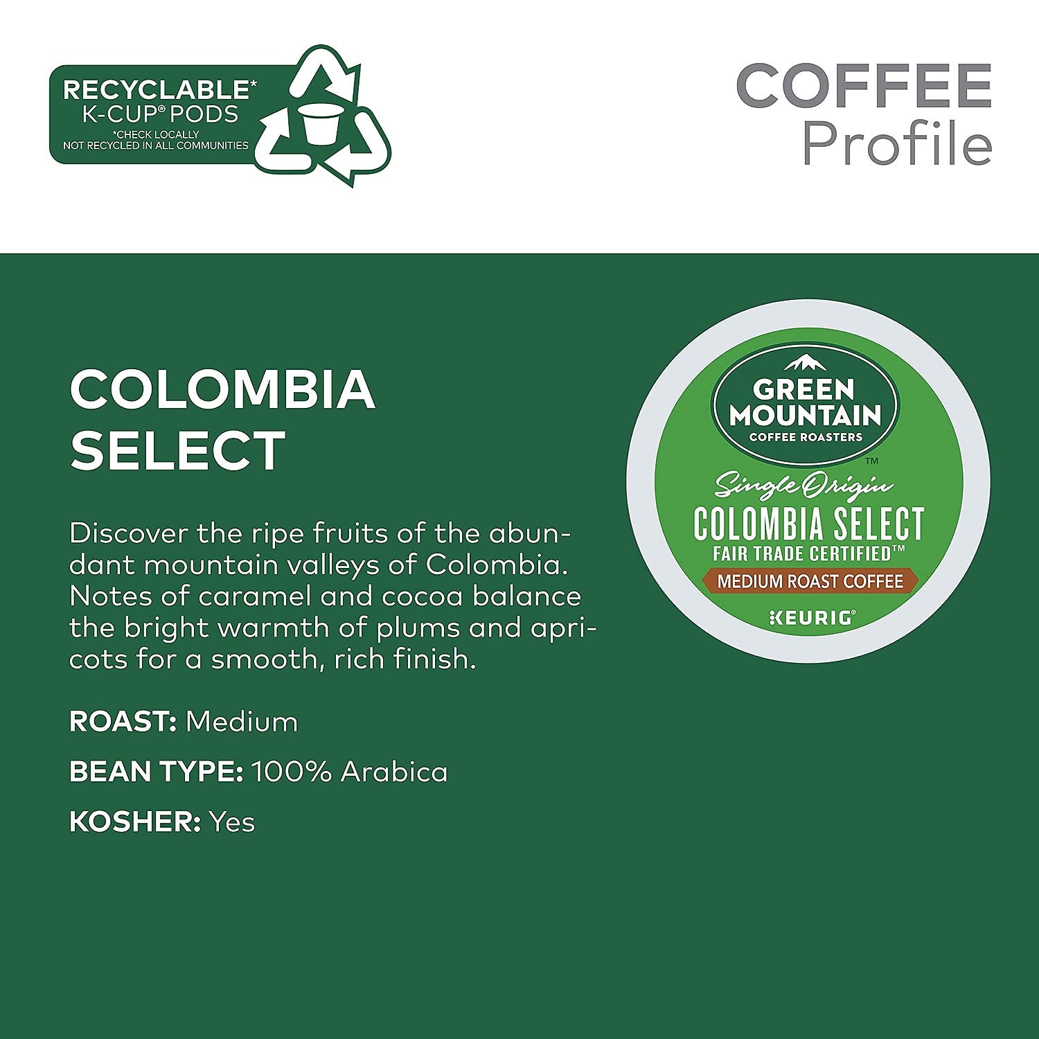Green Mountain Coffee Roasters brewed cup close-up highlighting fruit and caramel balance