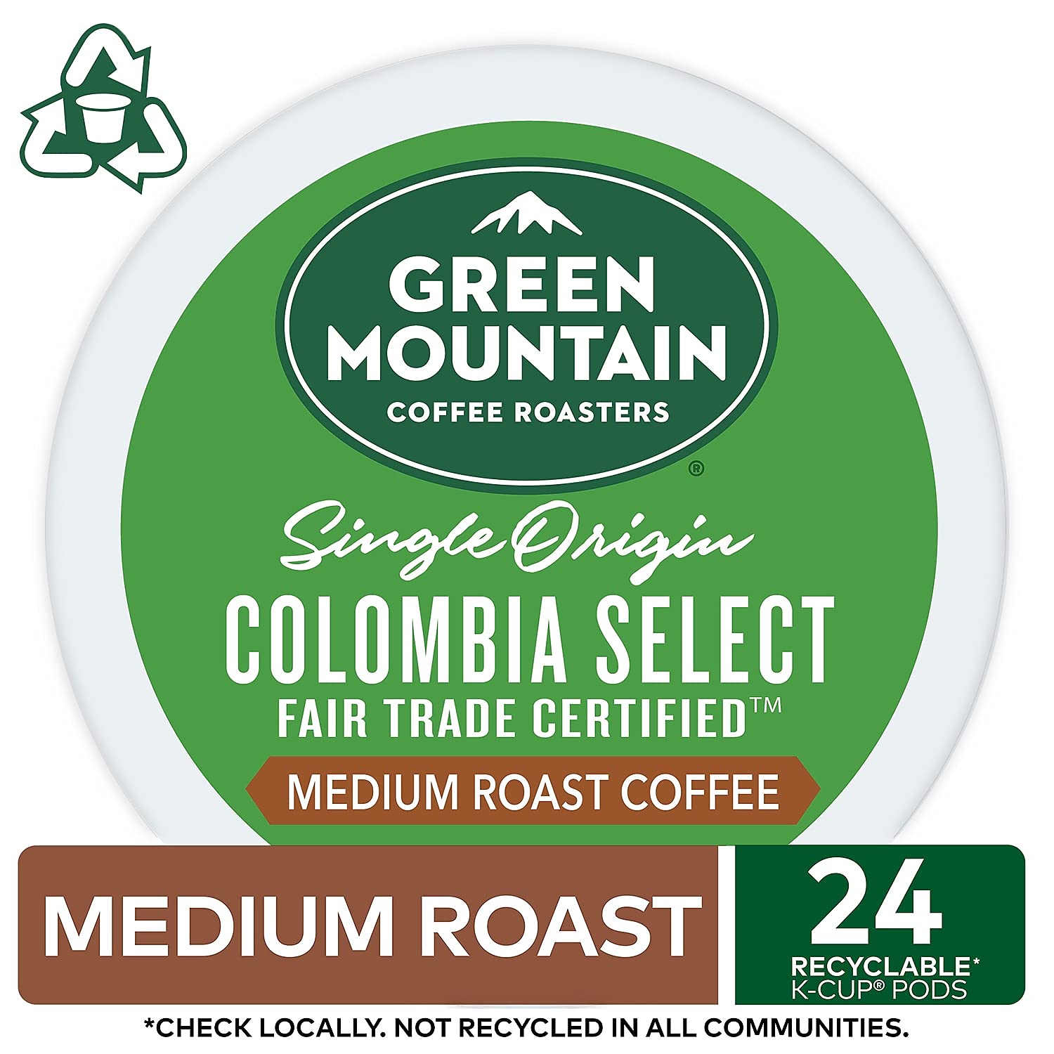 Green Mountain Coffee Roasters K-Cup side label with origin and medium roast information